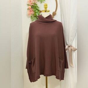 NEW MERSEA Catalina Turtleneck Oversized Sweater In Dusty Rose  One Size $178